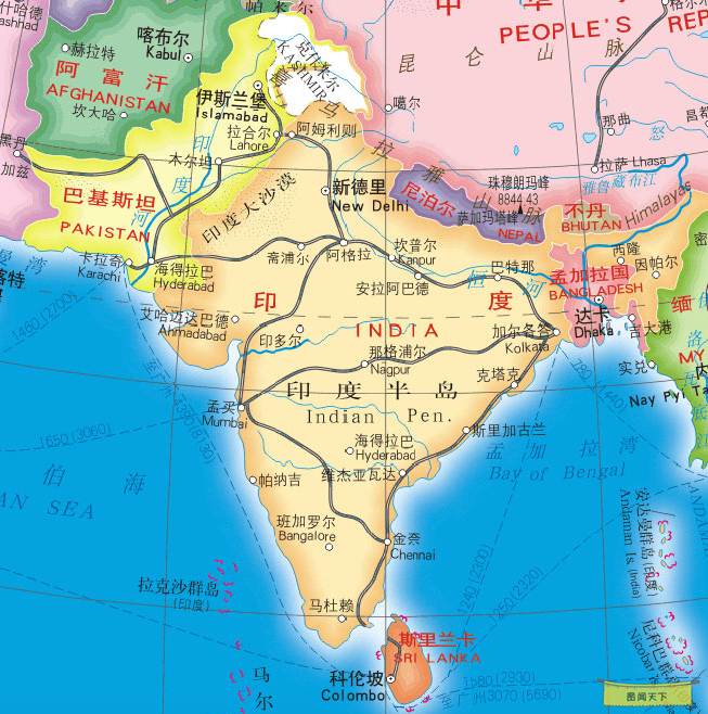 南亚区域地图